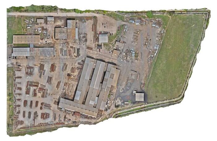 Orthomosaic of an industrial steel yard